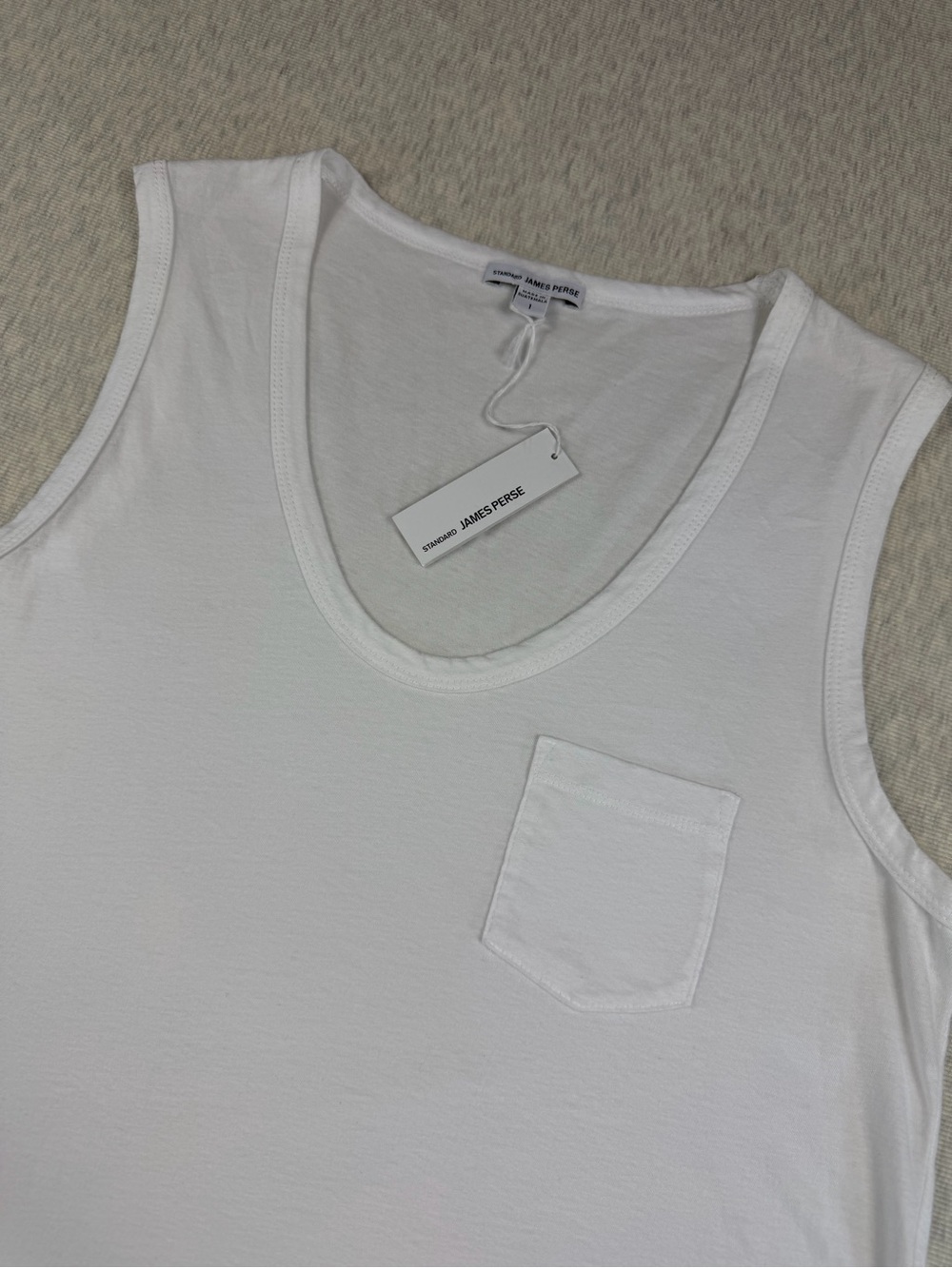 NWT James Perse Standard White Cotton Pocket Tank Top Size 1 (Small) - Picture 3 of 10